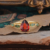 5 Prong Luxury Pear-Cut Garnet Engagement Ring